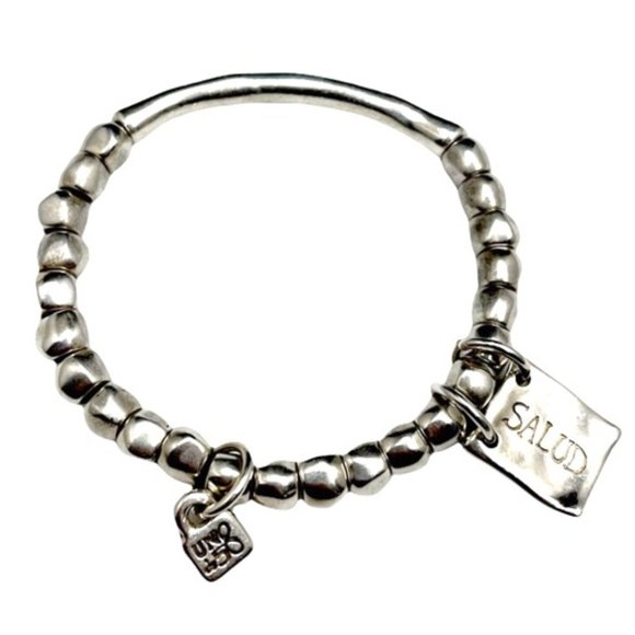 UNO de 50 Jewelry - Uno De 50 Silver Stretch Salud Bracelet  - "Health"